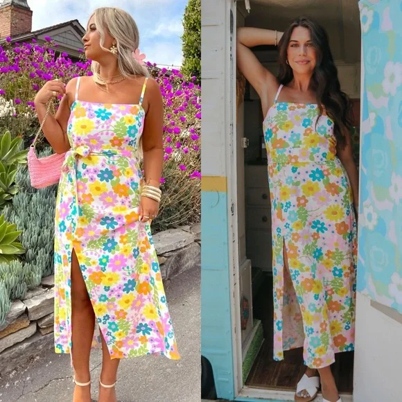 NWT Show Me Your Mumu Amalfi Coast Midi Dress Petal Pop Floral - Picture 1 of 6